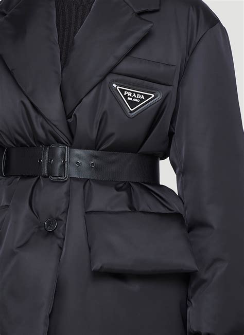 prada nylon belted jacket|Prada nylon jacket women's.